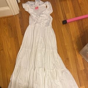 Kate Spade White dress with ruffle top